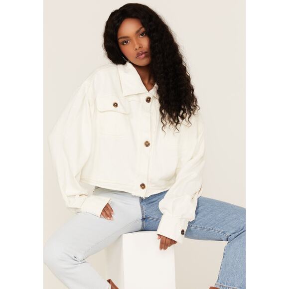 Free People Women's Saturday Cropped Shacket White Size S - Picture 1 of 8